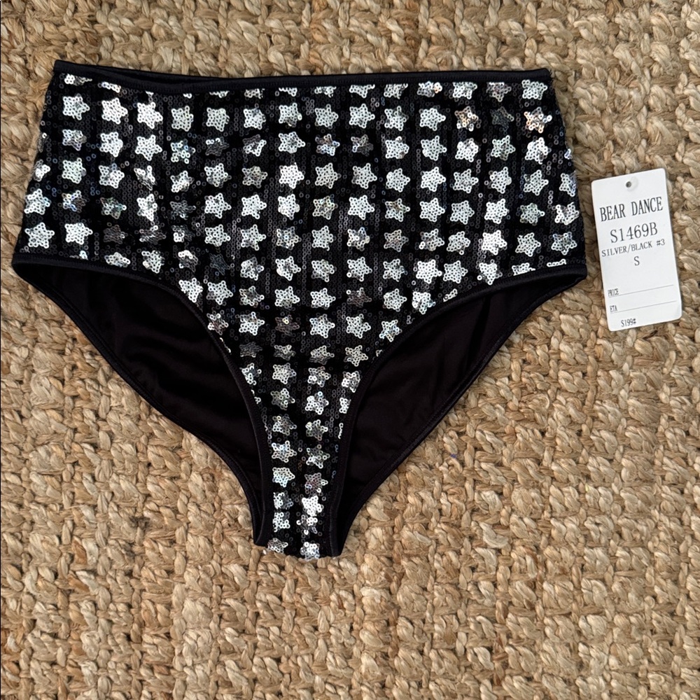 Silver and Black sequin stars costume festival bottom size small